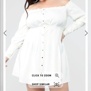 Plus Size White draped off the shoulder dress